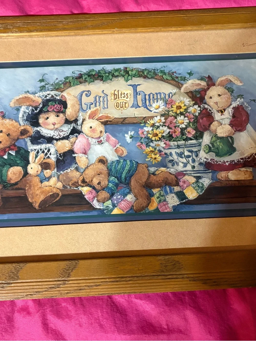 Vintage Nursery Bunny and Teddy Shelf Art - Multicolor - Picture 3 of 3